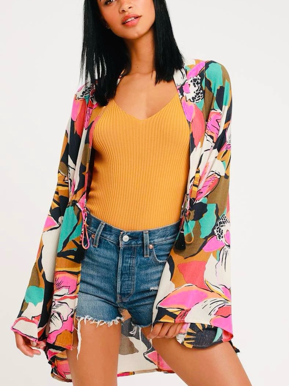 Billabong Beach Sea & Moon Swim Kimono Coverup Boho Floral Resortwear Size S/M